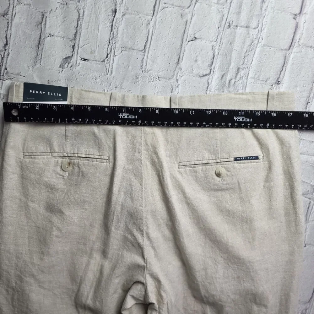 Perry Ellis NWT Beige Linen Blend Pants Size 32x32